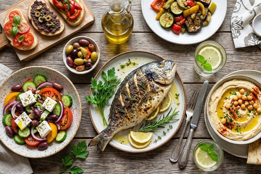 Frische mediterrane Speisen